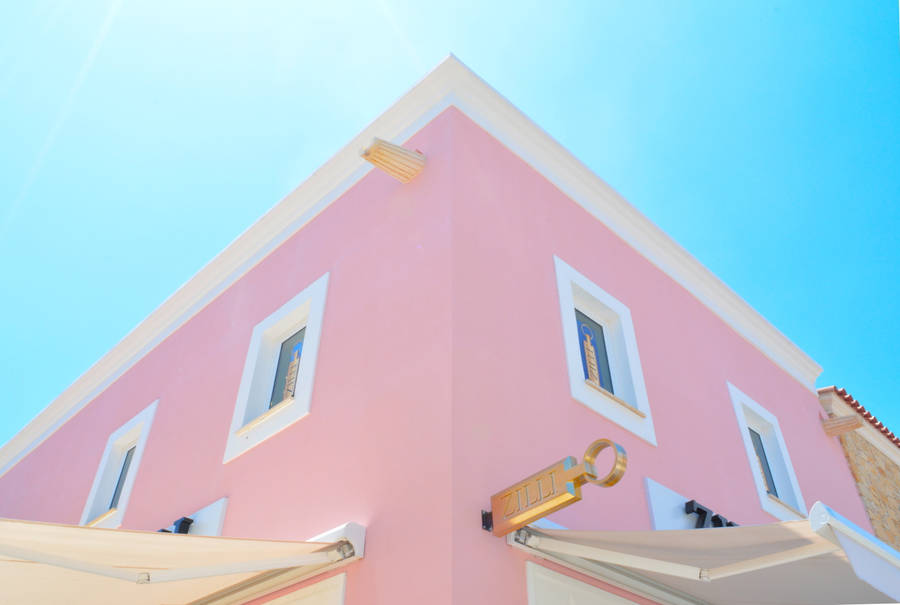 Pink House Pastel Desktop Wallpaper