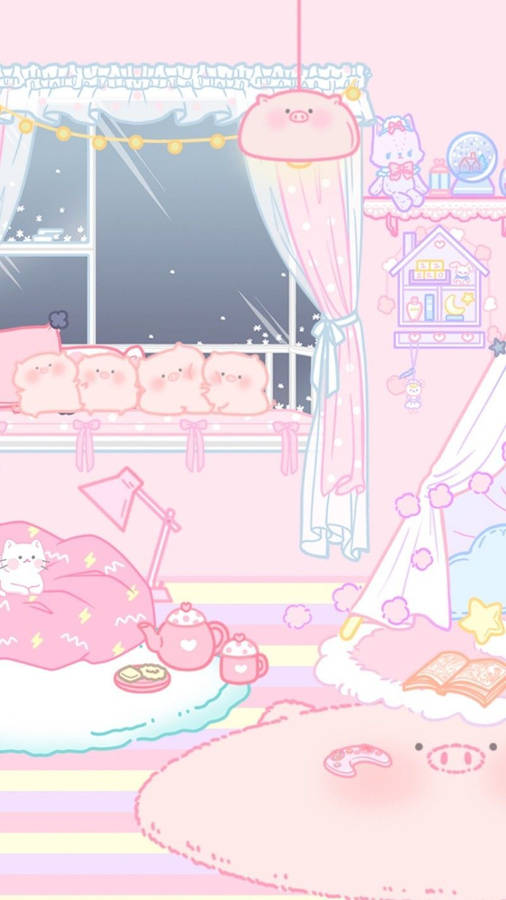 Pink Kawaii Room Wallpaper