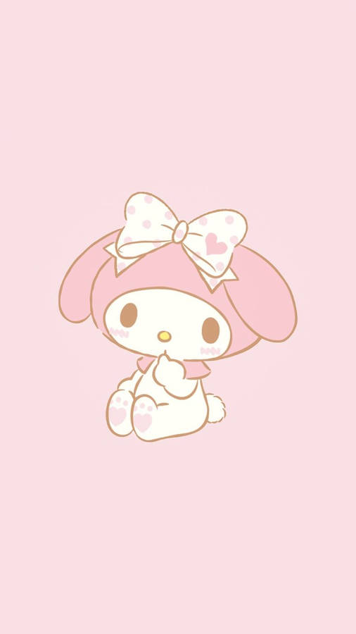 Pink Kawaii Sitting My Melody Wallpaper