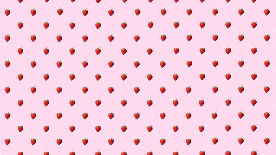 Pink Kawaii Strawberry Seamless Pattern Wallpaper