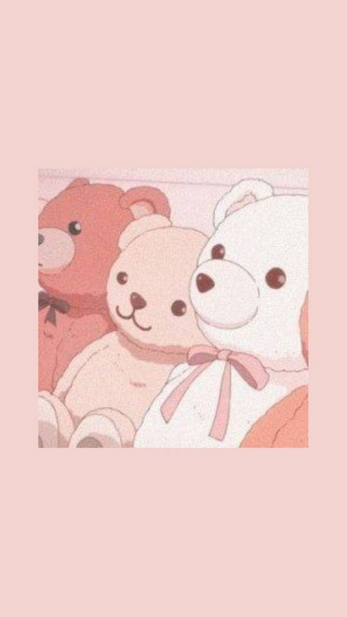 Pink Kawaii Teddy Bears Wallpaper