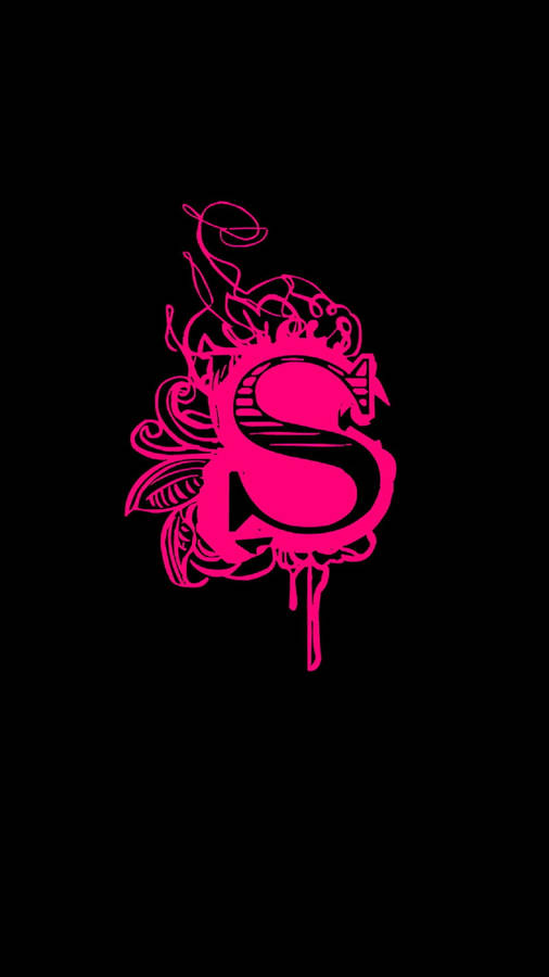 Pink Letter S In Black Wallpaper