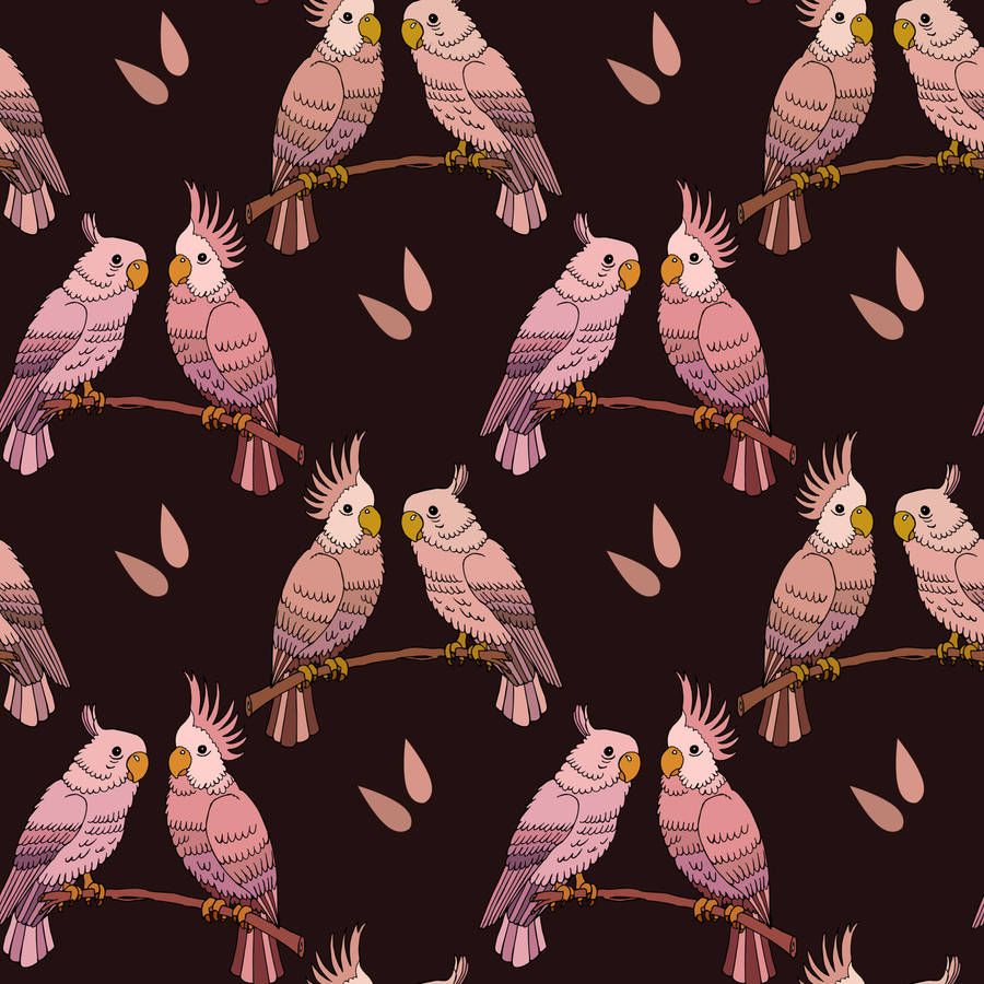 Pink Love Birds Art Wallpaper