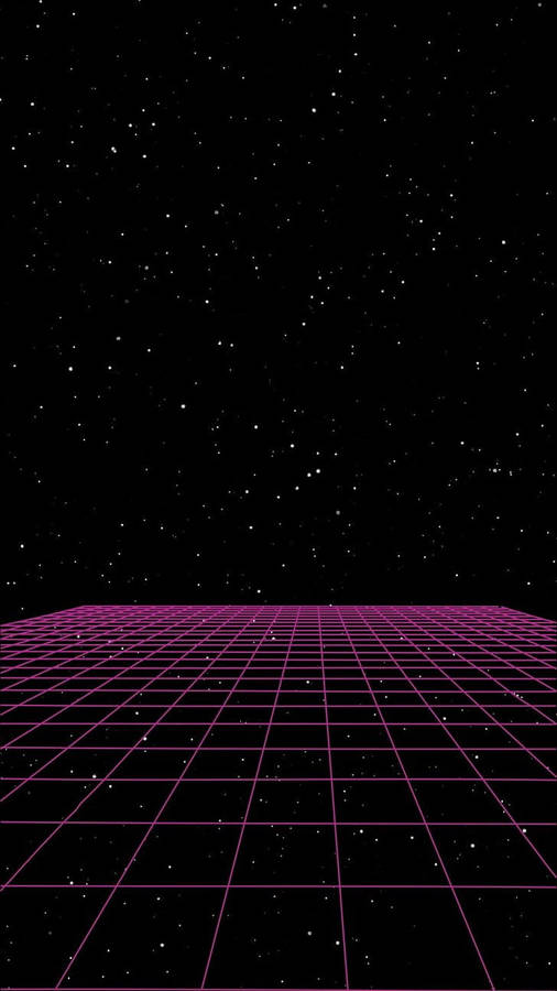 Pink Plane On Space Grid Aesthetic Wallpaper