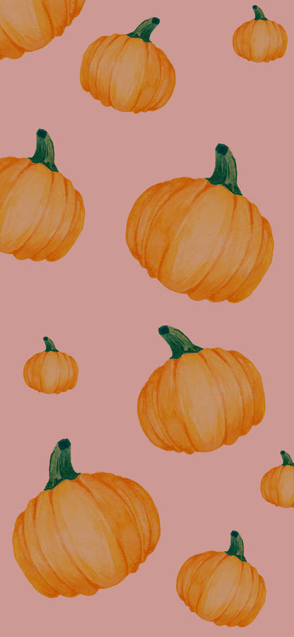 Pink Pumpkins Fall Halloween Baxkground Wallpaper