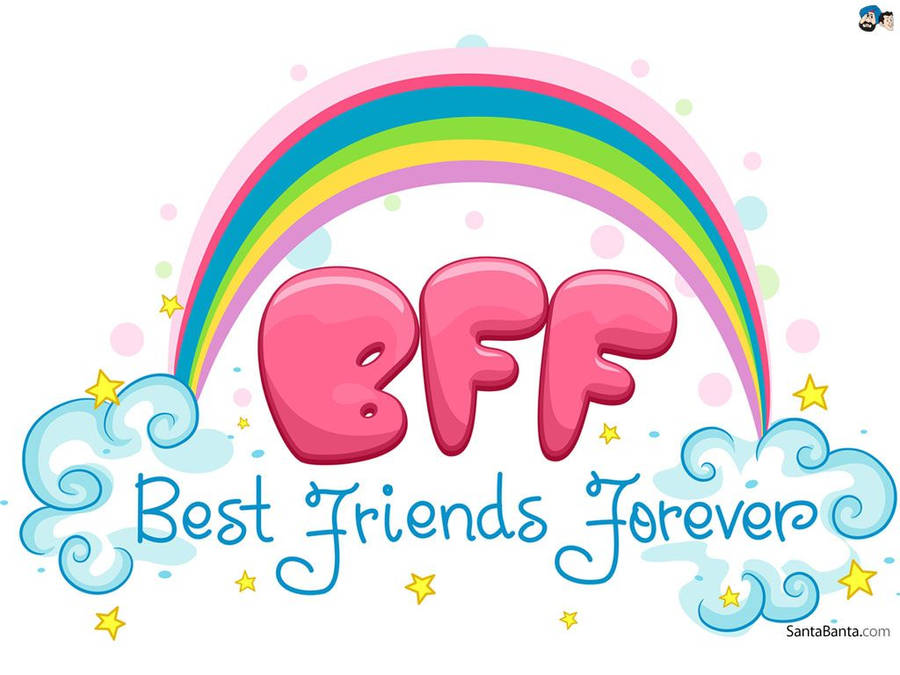 Pink Rainbow Best Friends Forever Wallpaper