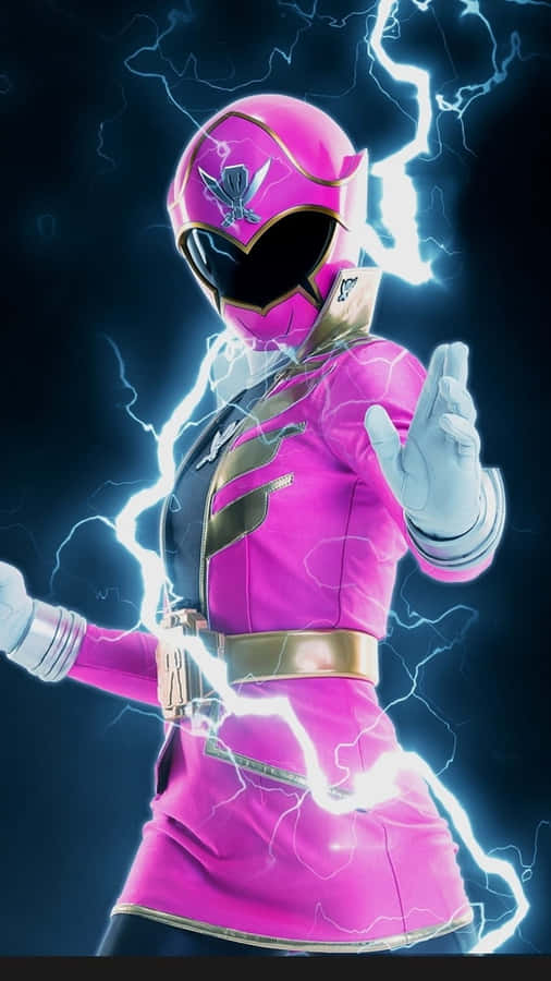 Pink Ranger Power Pose Electric Background.jpg Wallpaper