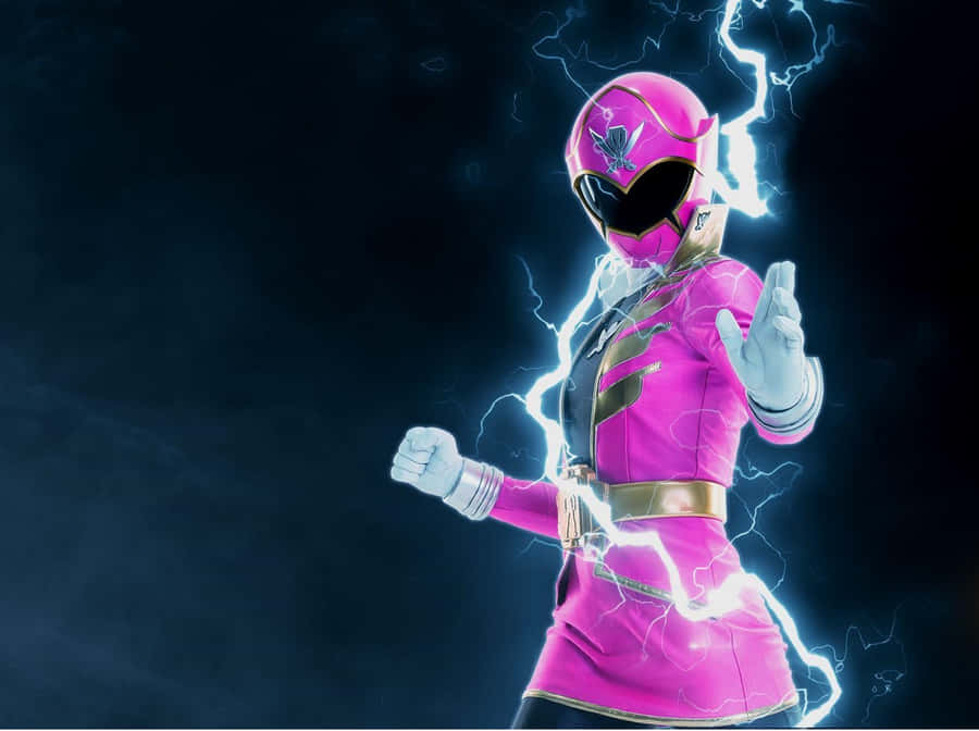 Pink Ranger Power Pose Electric Background.jpg Wallpaper