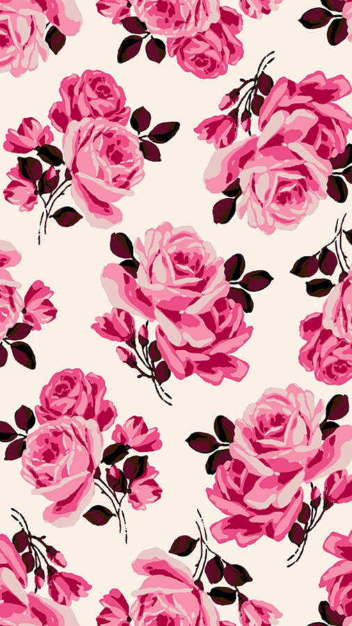 Pink Roses In Cute Girly Phone Wallpaper