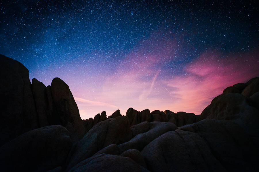 Pink Skies Starry Night Wallpaper