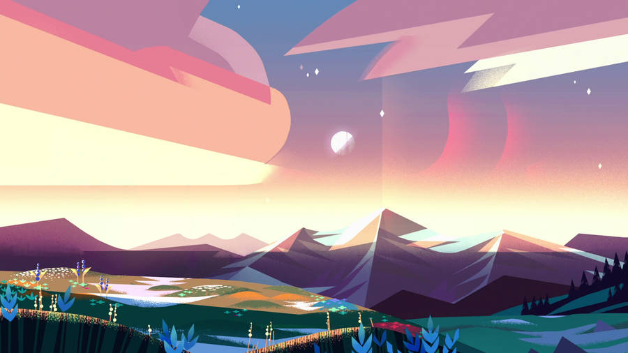 Pink Sky From Steven Universe Ipad Wallpaper