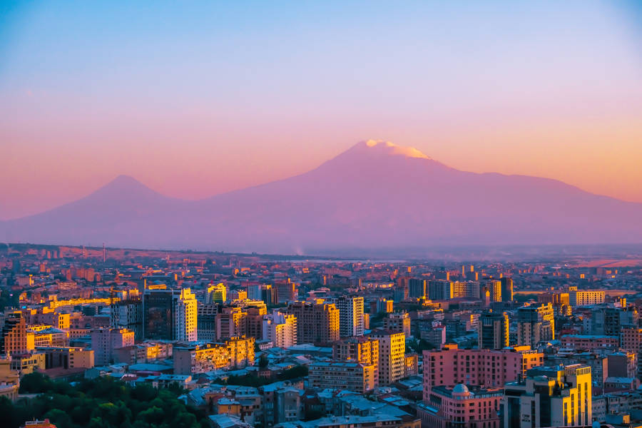 Pink Sky In Yerevan Wallpaper