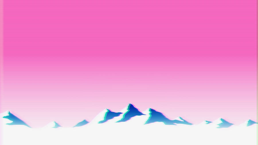 Pink Snowy Mountain Vaporwave Desktop Wallpaper