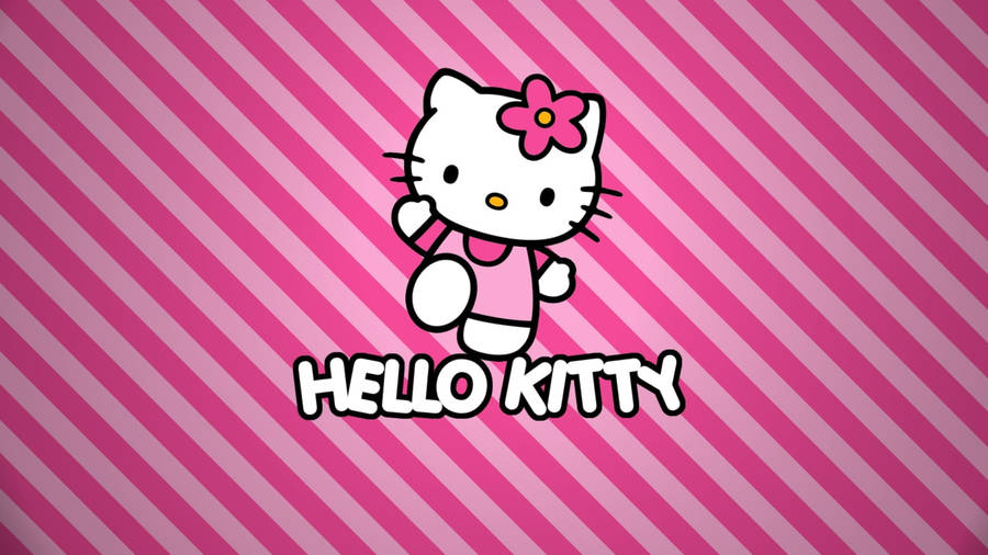Pink Stripes Hello Kitty Desktop Wallpaper