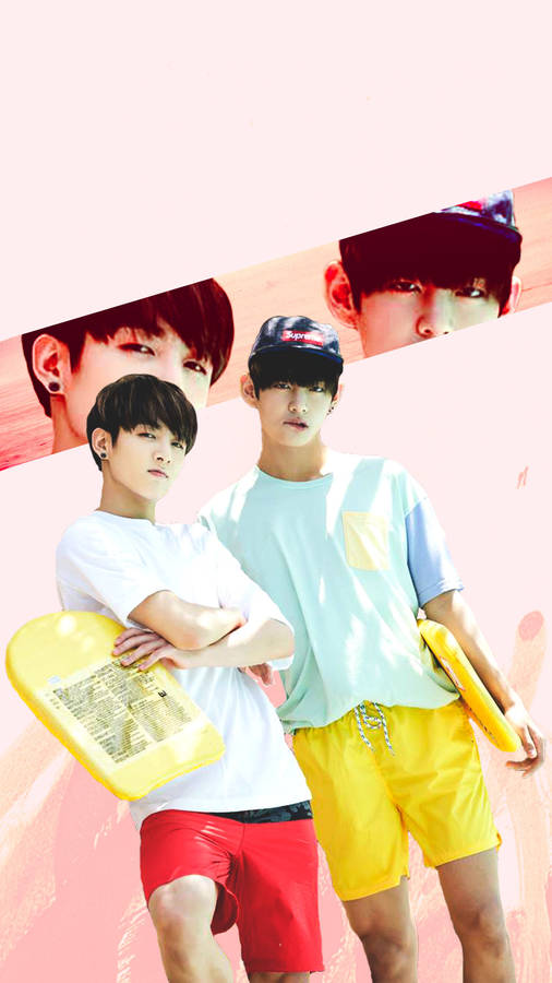 Pink Summer Taekook Bts Wallpaper