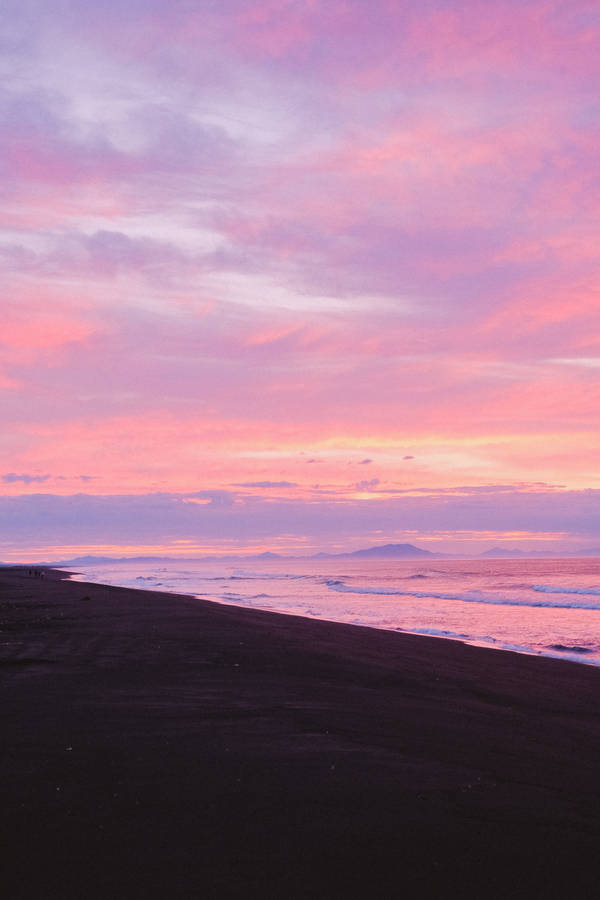 Pink Sunset Beach Android Wallpaper