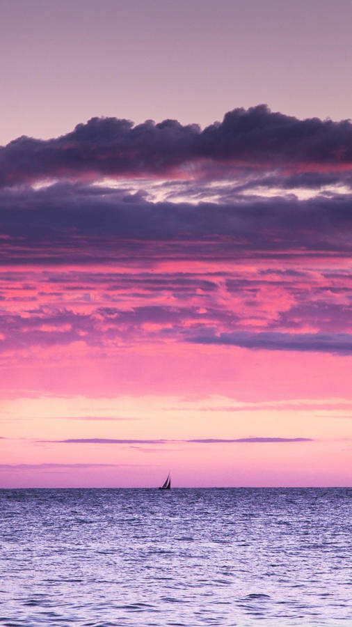 Pink Sunset Sailboat Wallpaper