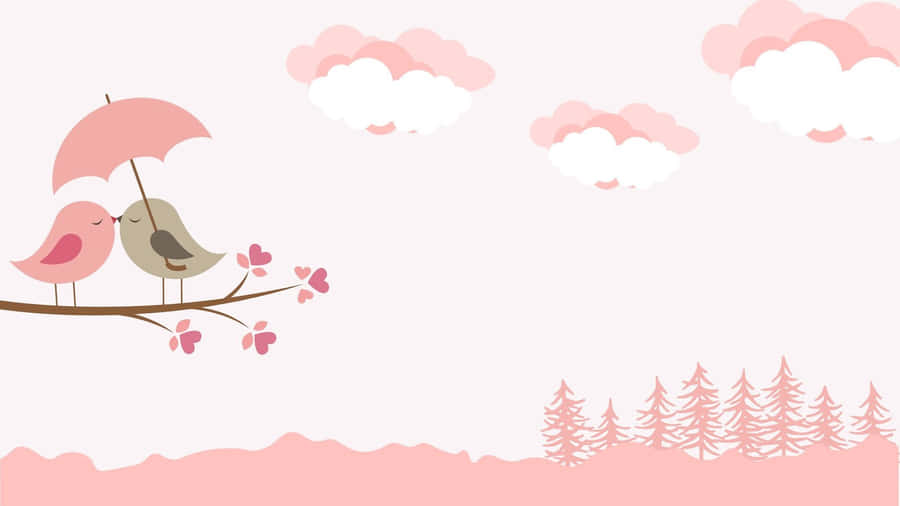 Pink Themed Loved Birds Cute Pc Wallpaper Wallpaper