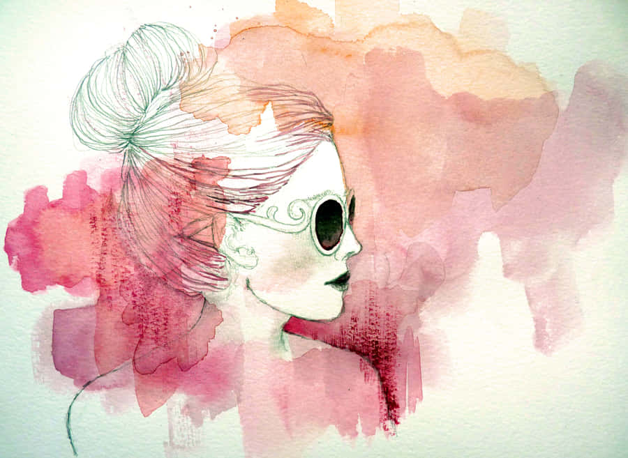 Pink Watercolor Woman For Girls Wallpaper