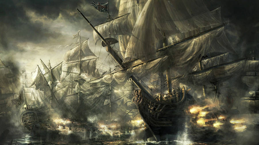 Pirate Ships Battle Wallpaper