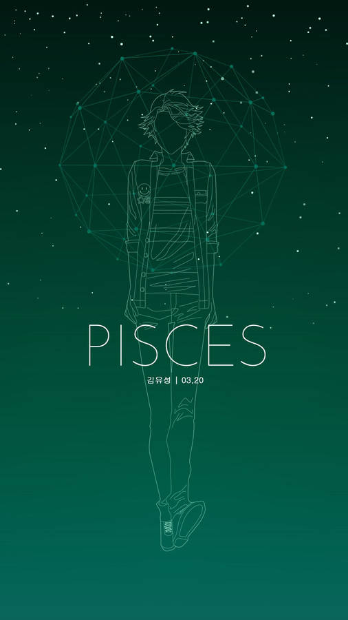 Pisces Anime Line Art Wallpaper