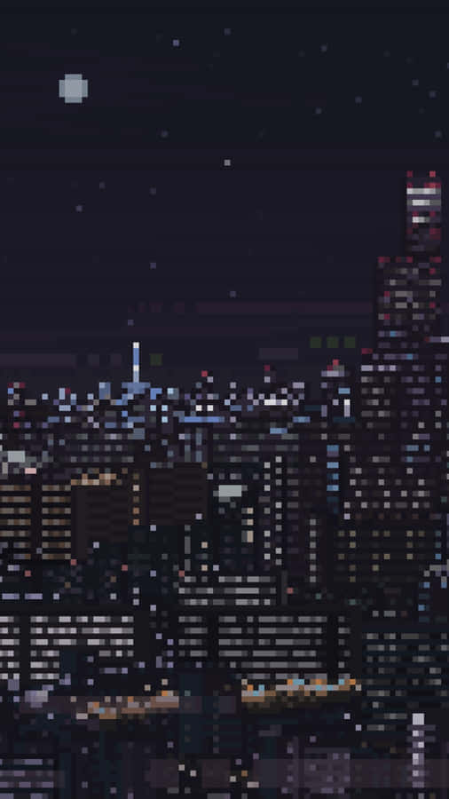 Pixel Art Cityscape Screenshot Wallpaper