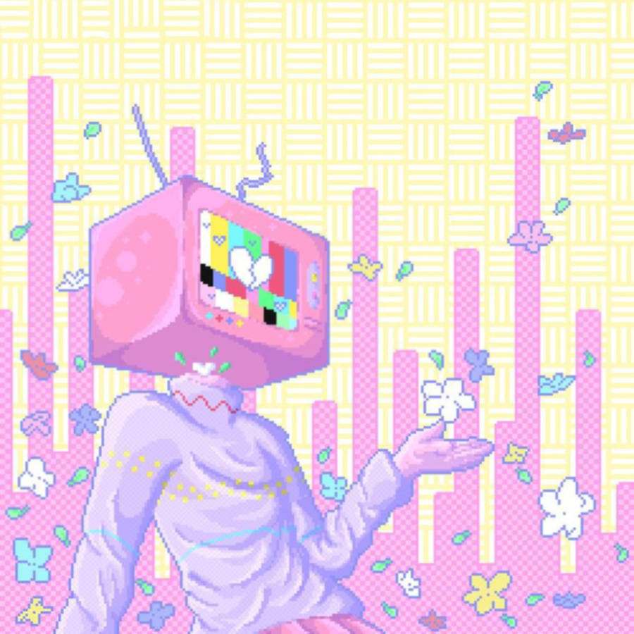 Pixelated Tv Head Wallpaper