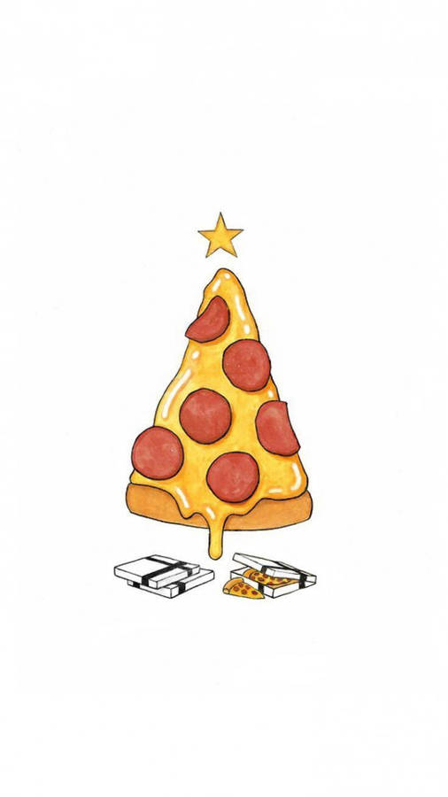 Pizza Christmas Tree Funny Phone Wallpaper