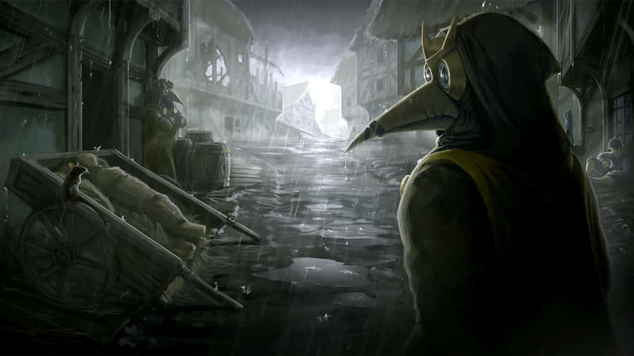 Plague Doctorin Medieval Town.jpg Wallpaper