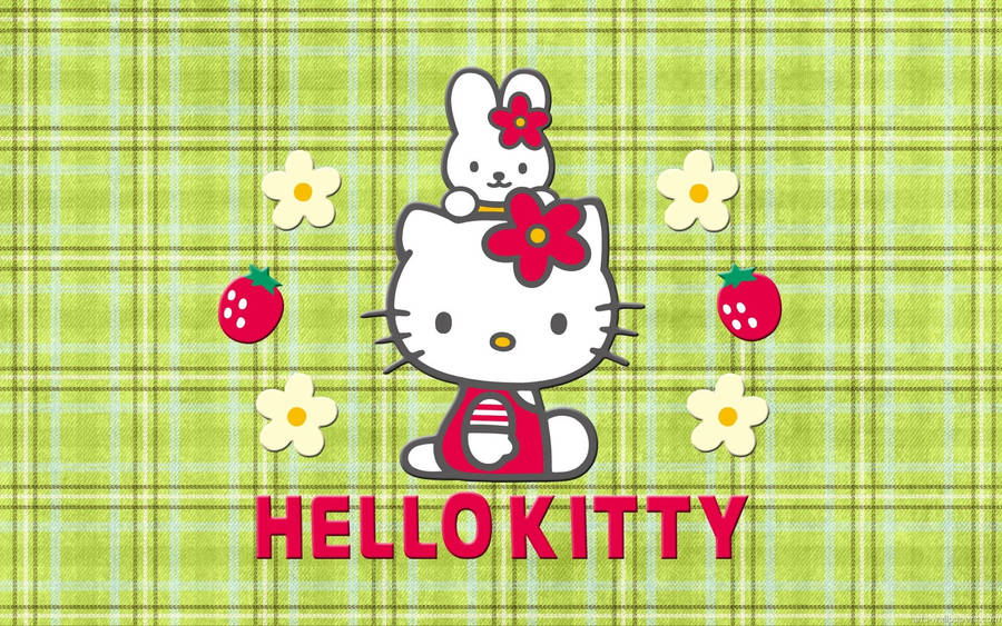 Plaid Green Hello Kitty Desktop Wallpaper