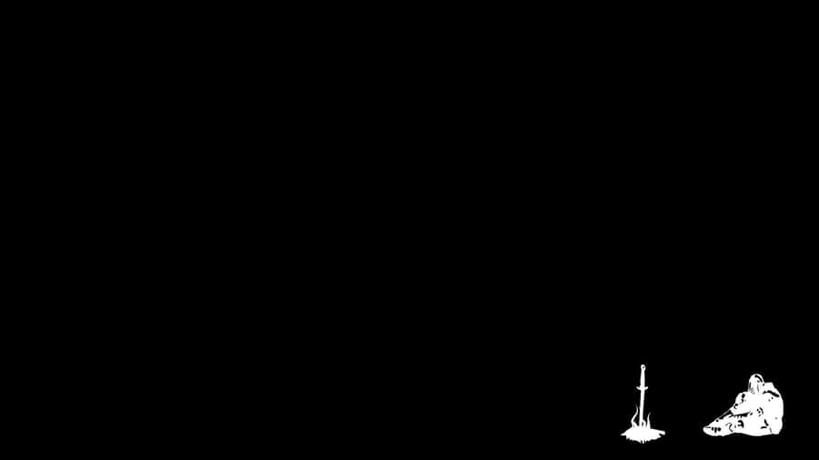 Plain Black Desktop With A Resting Warrior Wallpaper