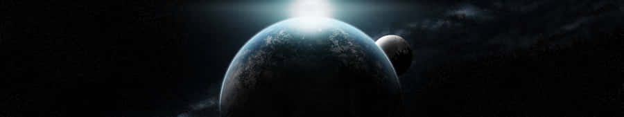 Planets Aligning Dark Triple Monitor Wallpaper