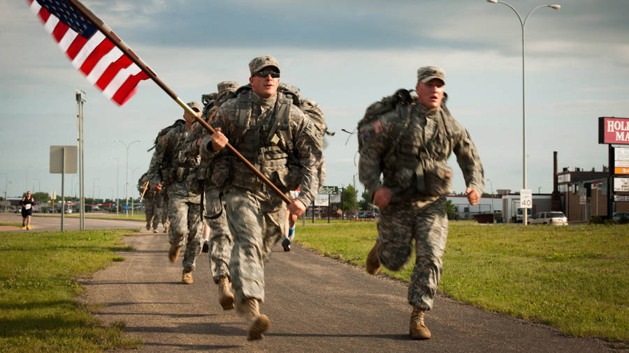 Platoon Running In Road Wallpaper