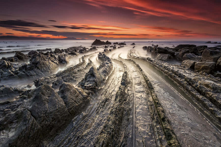 Playa De Barrika Spain Mud Road Wallpaper