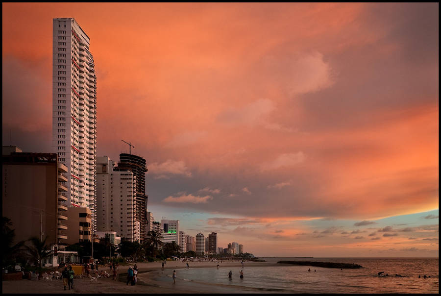 Playa De Bocagrande In Cartagena Colombia Wallpaper