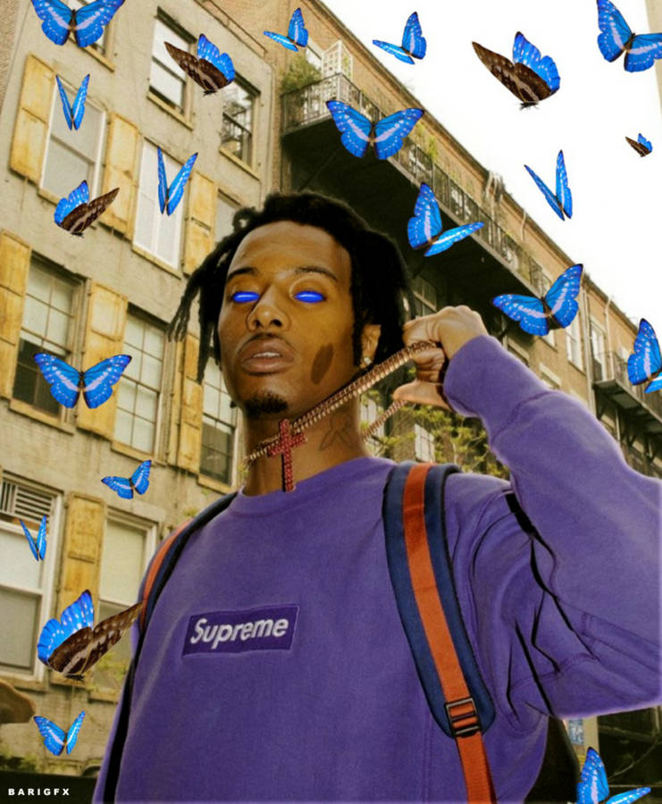 Playboi Carti With Butterflies Wallpaper