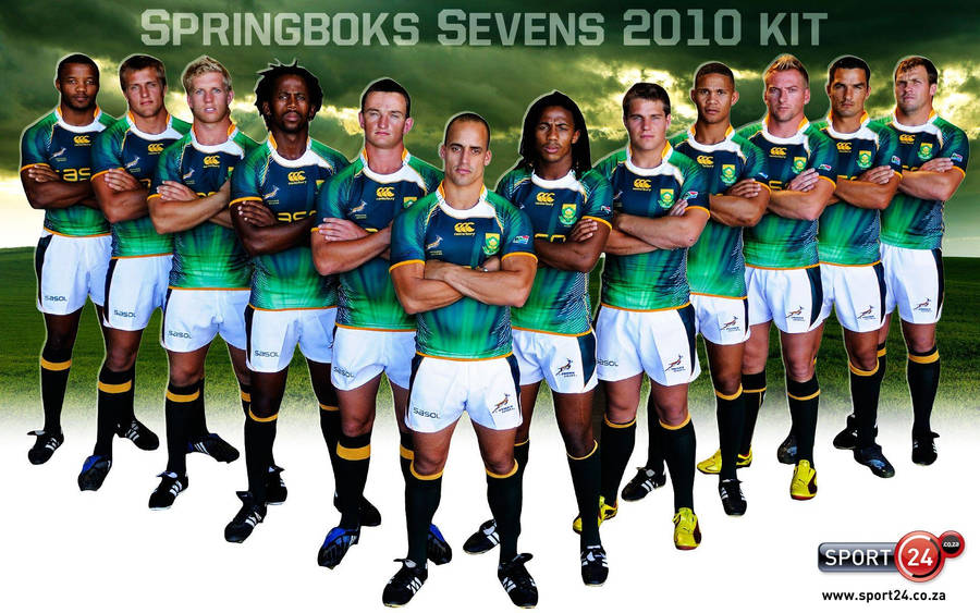 Players Of Springboks Rugby Showcasing Their 2010 Kit Wallpaper