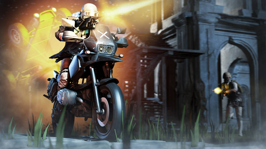 Playerunknown's Battleground Soldier In Motorcycle Wallpaper