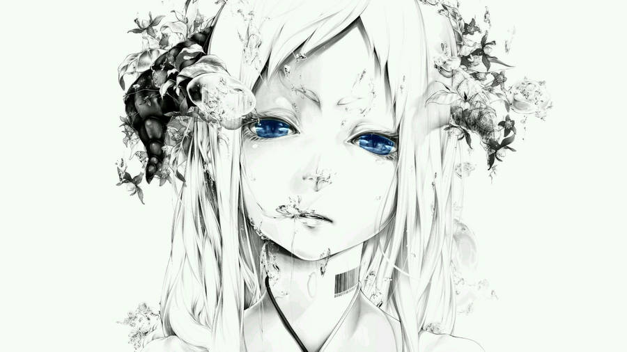 Playful Anime Character In White Dress Wallpaper