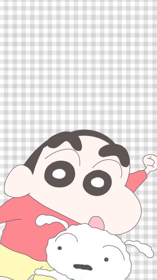 Playful Shiro And Shin Chan Iphone Wallpaper