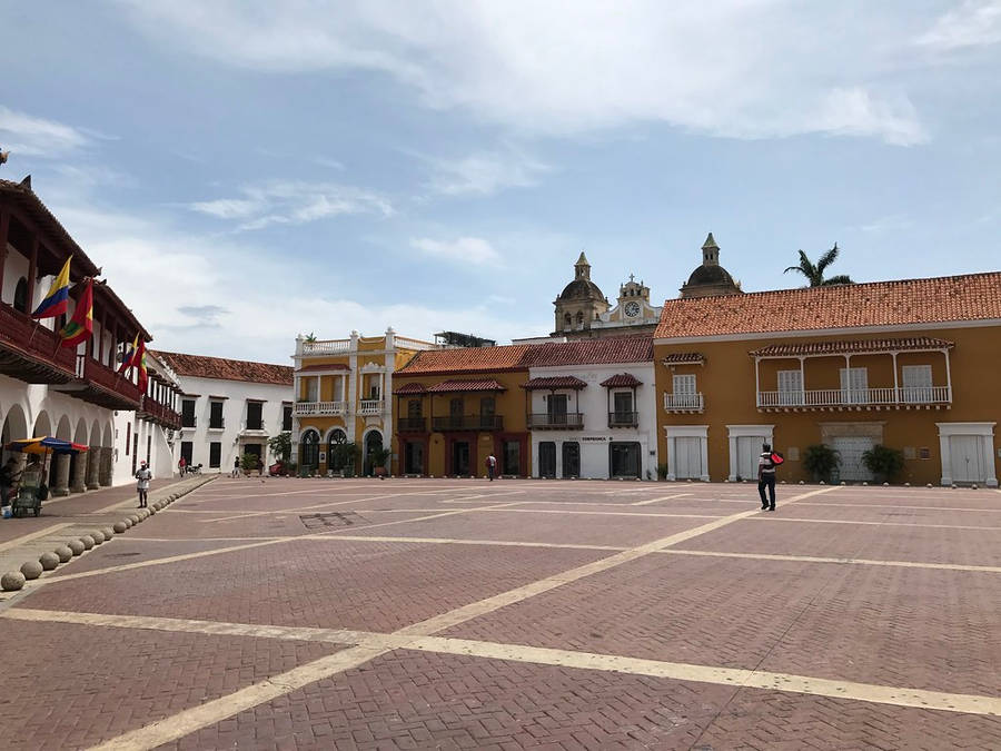 Plaza De La Aduana In Cartagena Wallpaper