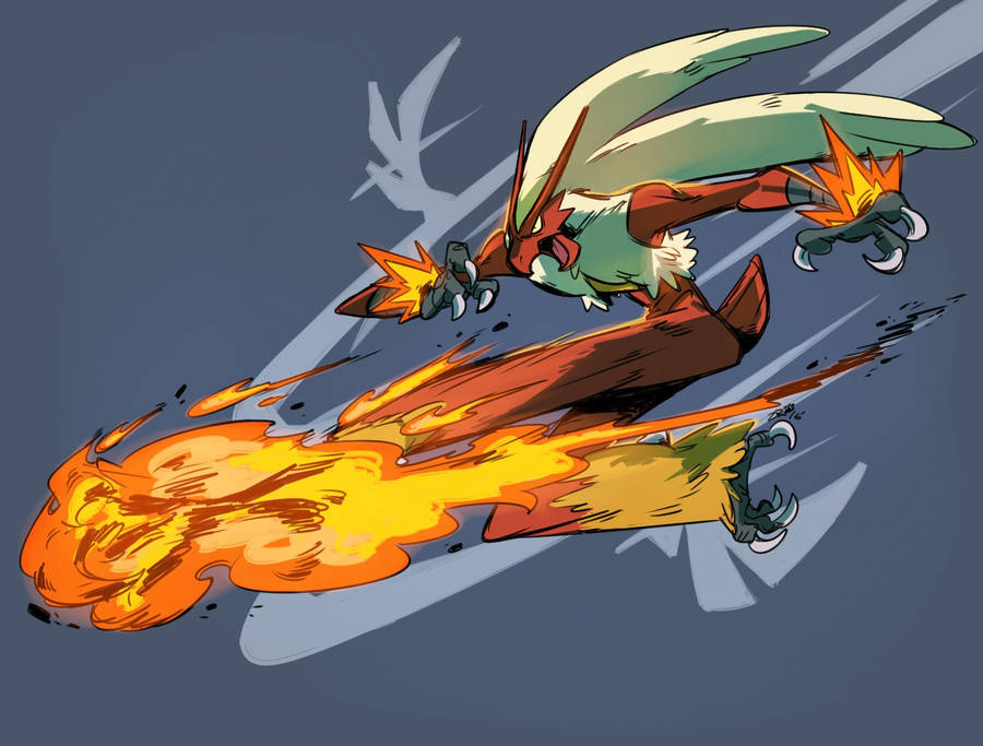 Pokemon Blaziken Powerful Blaze Kick Wallpaper