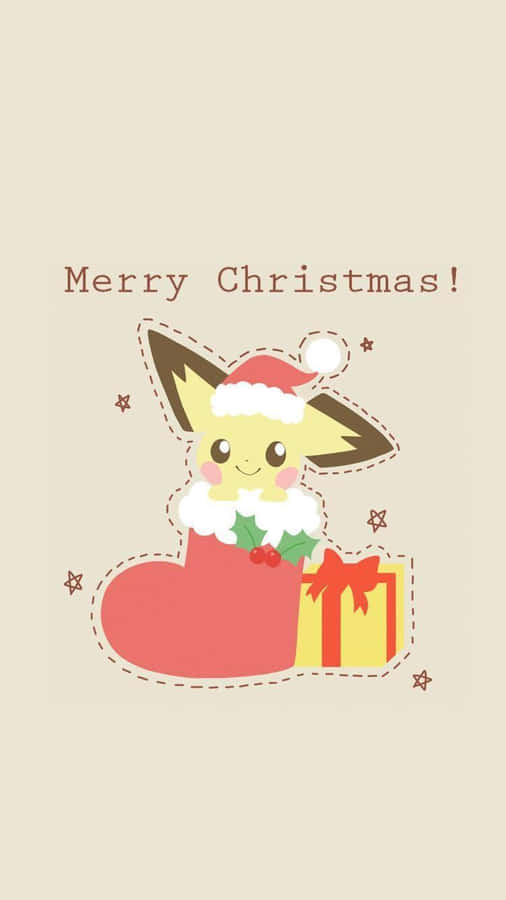 Pokémon Christmas Pichu With Gift Wallpaper