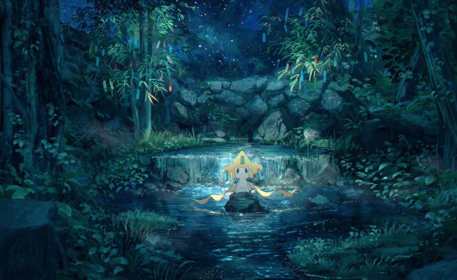 Pokémon Jirachi Mystery Forest Wallpaper