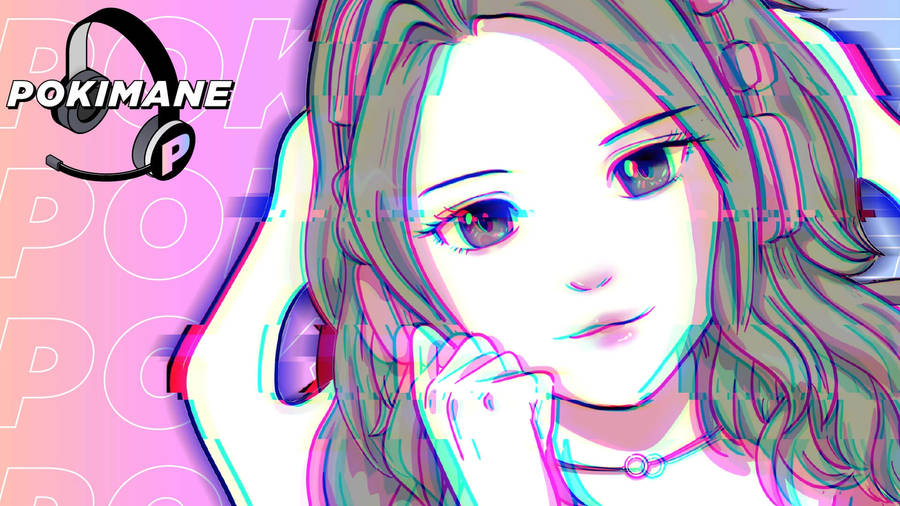 Pokimane Anime Style Wallpaper