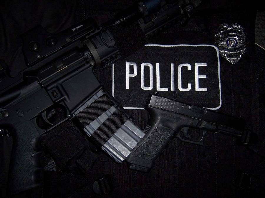 Police Gear Black Desktop Wallpaper