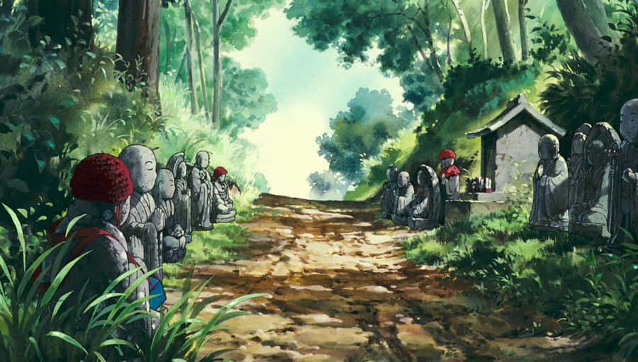 Pom Poko Characters In Action Wallpaper