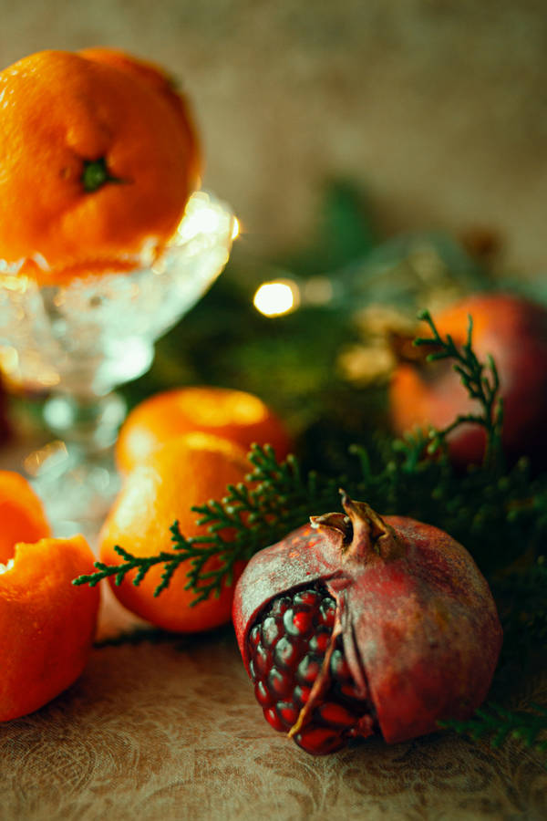 Pomegranate Fruits With Orange Wallpaper