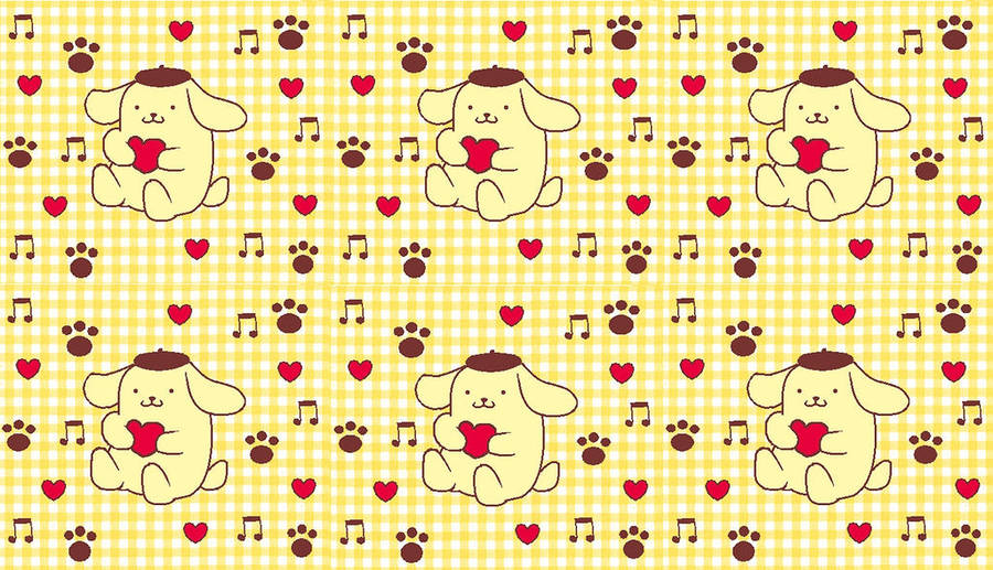 Pompompurin With Red Hearts Wallpaper