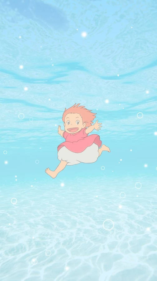 Ponyo In Crystal Blue Waters Wallpaper